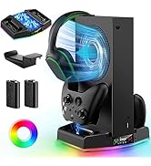 Cooling Stand for Xbox Series S with Charging Station & RGB Light, MENEEA Low Noise Fan for Conso...