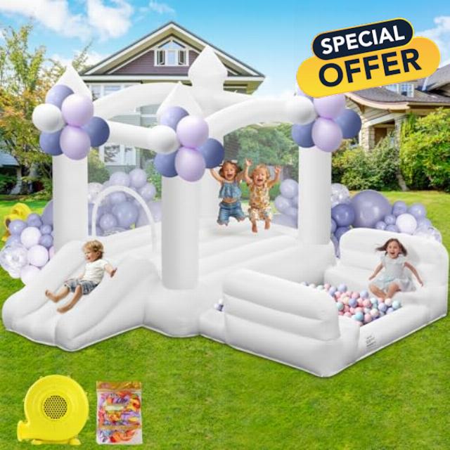 White Bounce House for Kids 3-10
