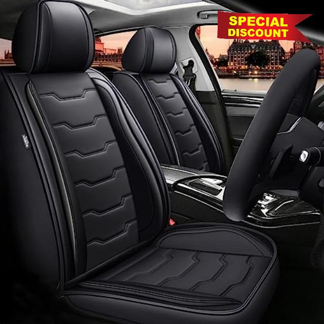 Car Seat Covers Fit for Dodge RAM 2002-2024: Leather Seat Covers for RAM 1500 2500 3500 Truck Pickup Crew Quad Cab with Split Bench (Black