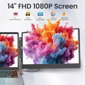 14" FHD 1080P Triple Portable Laptop Screen Extender Monitor for 13"-16.5" Laptop with Stand Dual Monitors Built-in Speakers