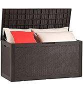 YITAHOME Garden Storage Box Waterproof, Heavy Duty 460L Large Resin Deck Boxes, Weather Resistant...