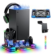 Upgraded Charging-Stand Cooling-Fan for Xbox Series X,Dual Wireless Charger Dock Cooler System fo...