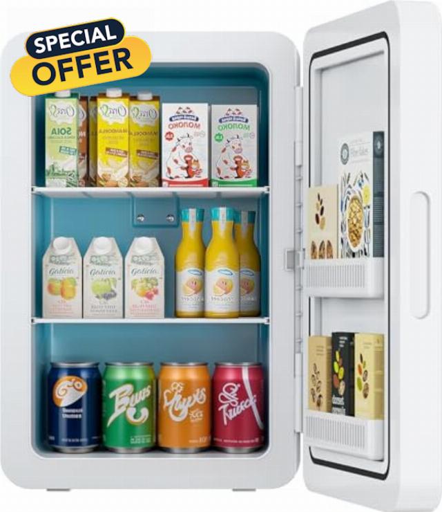 Rebongki Mini Fridge 22L/ 30 Cans Cooler and Warmer Portable Mini Fridge for Bedrooms with Adjustable Shelves