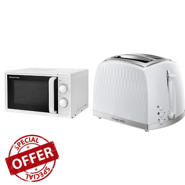 Russell Hobbs Textures 17 Litre White Manual Microwave