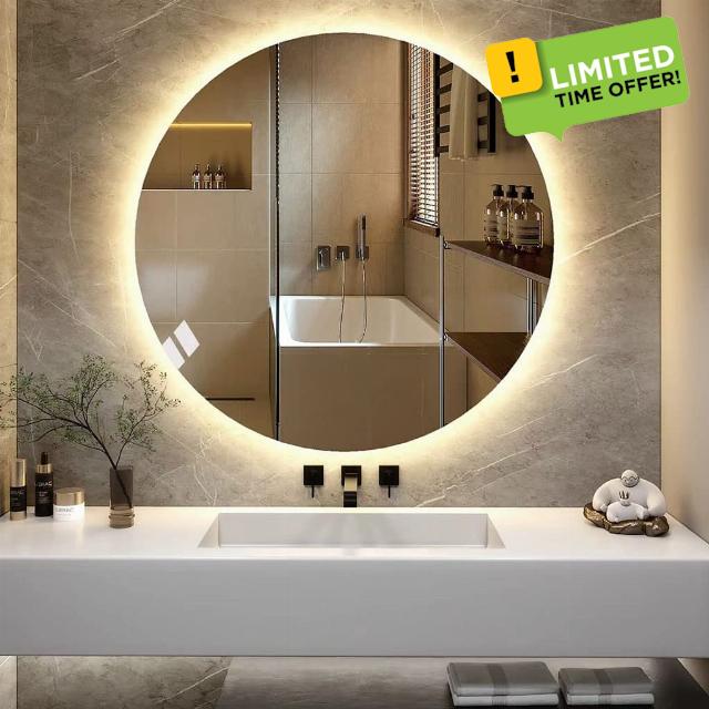 LED Bathroom Mirror Round 500/600/700/800mm Backlit Wall-Mounted Vanity Mirror With LED Lights - Illuminated Makeup Mirror for Bathroom and Vanity