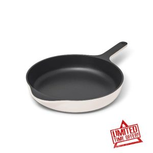 Caraway Cast Iron Skillet - 10.5” Enameled Cast Iron Pan With 3 Layer Enamel Coating - No Seasoning Required - Compatible With All Stovetops - Free From Forever Chemicals - Cream