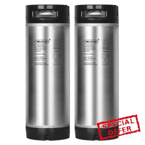 5 Gal Ball Lock Keg New Beer Keg Corny Tank 304 Stainless Steel Coke Syrup Milk Soda Barrel Rubber Handle Bucket Ball Lock Cornelius Style—2PCS