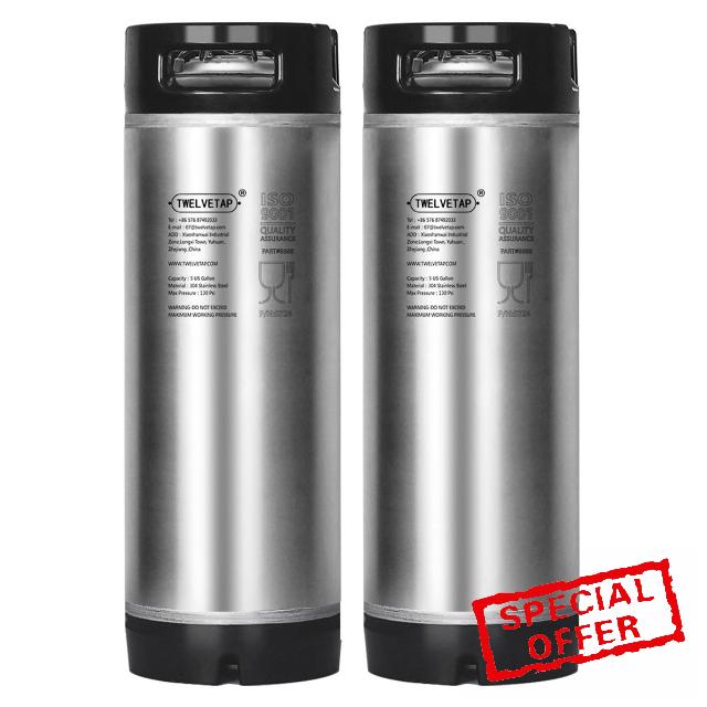 5 Gal Ball Lock Keg New Beer Keg Corny Tank 304 Stainless Steel Coke Syrup Milk Soda Barrel Rubber Handle Bucket Ball Lock Cornelius Style—2PCS