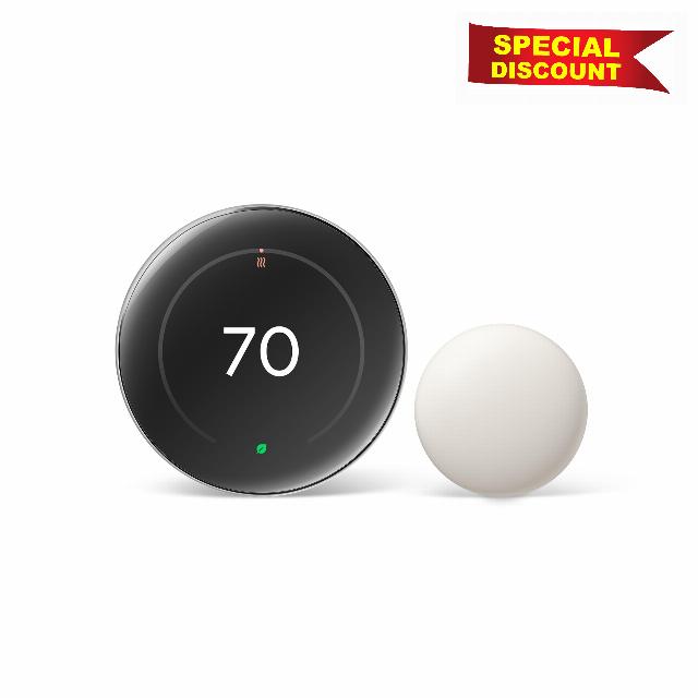 Google Nest Learning Thermostat (4th Gen) with Nest Temperature Sensor (2nd Gen) - Energy Saving Smart Thermostat with Adaptive Eco - Works with Alexa and Google Home App - Polished Silver