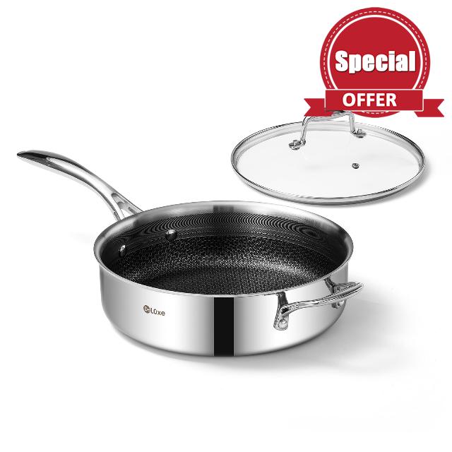 DELUXE Hybrid Nonstick 3.7 Qt Deep Sauté Pan with Lid