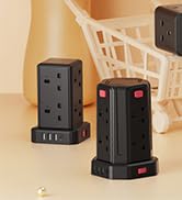 Cube Extension Lead with 4 USB Slots, Kemelo 4 Way (13A/3250W) Multi Plug Extension Cable with Ch...