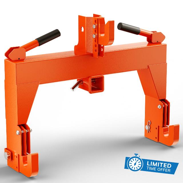 3 Point Quick Hitch to Category 1 and 2 Tractors,3000 LBS Lifting Capacity Tractor Quick Hitch Between Lower Arms Attachments Quick Hitch with 2 Receivers