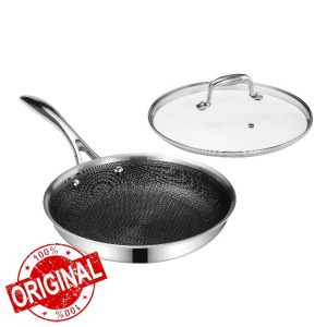 DELUXE Hybrid Nonstick 10-Inch Fry Pan with Tempered Glass Lid