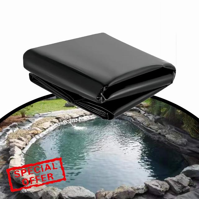 Ddasam Pond liner 12x16m Large Fish Pond Membrane Thickness 0.12mm Flexible Pond Liners HDPE Black Pond Lining For Waterproof Landscape