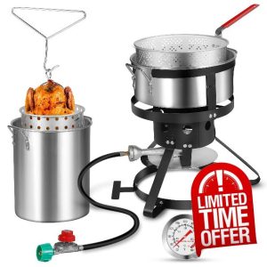 30QT Turkey Fryer & 10QT Fish Fryer Kit w/ 55