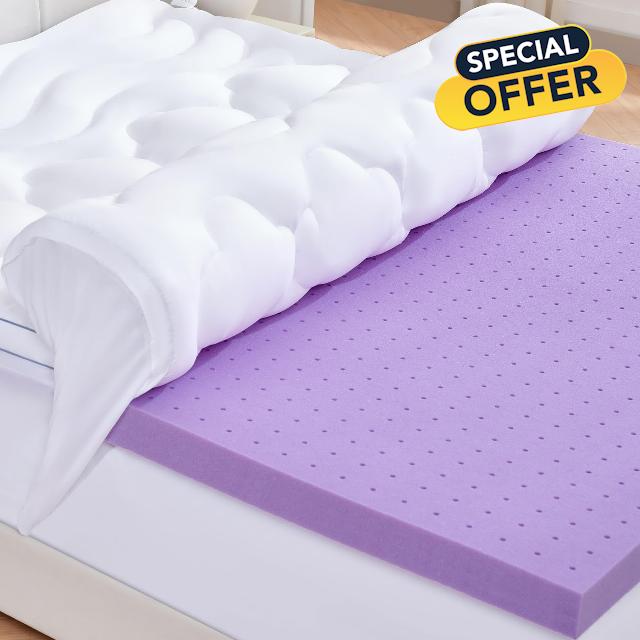 BDEUS Queen Size 2 Inch Gel Memory Foam Mattress Topper Plus 2 Inch Extra Thick 1450GSM Cooling Pillow Top Mattress Pad for Back Pain Relief