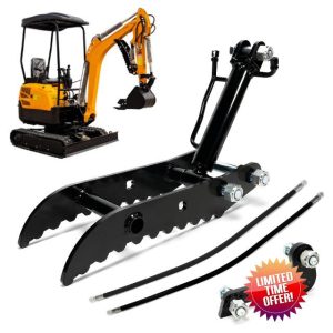 Hydraulic Thumb Clip Fit for Mini Excavators Digger #Replace for Typhon Multifunctional Excavator Bucket Auxiliary Clamp Load-bearing up to 0.8-2.5 ton w/Hydraulic Hoses*2 & Screws