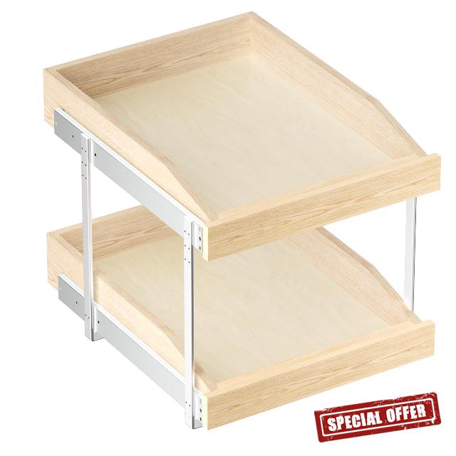 2 Tier Pull Out Cabinet Drawer 16½” W x 21” D