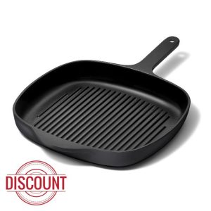 Caraway Enameled Cast Iron Grill Pan - 10.5” Grill Pan for Stovetop Cooking - 3 Layer Enamel Coating - No Seasoning Required - Compatible With All Stovetops - Free From Forever Chemicals - Charcoal