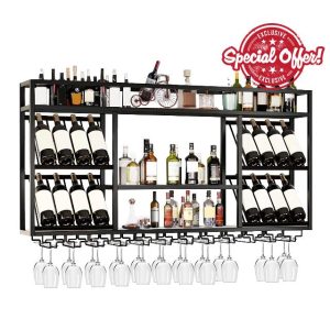Wall Mounted Wine Racks with Glass Holder