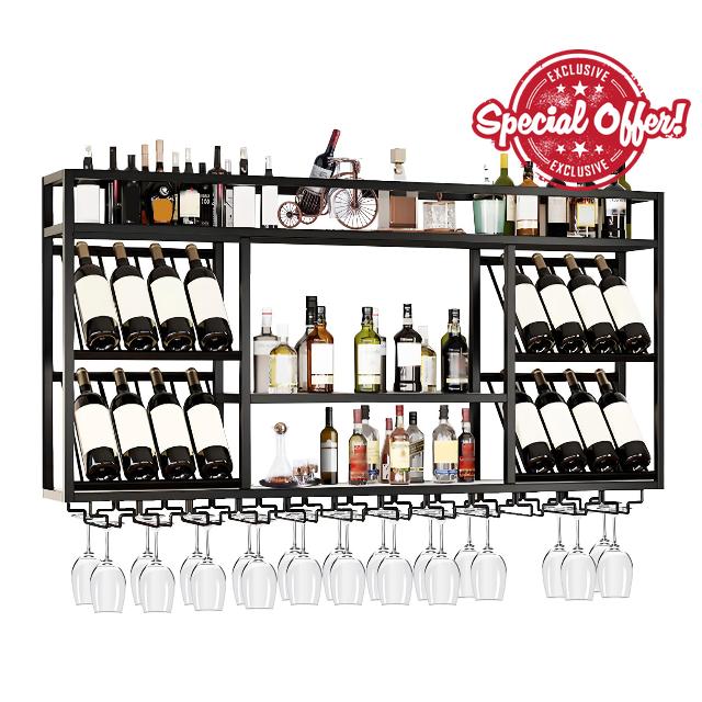 Wall Mounted Wine Racks with Glass Holder