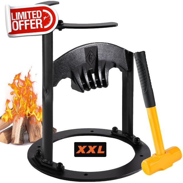 GREENER XXL Wood Splitter With 3 lbs Hammer - Cast Steel Log Splitter For Firewood With Cover