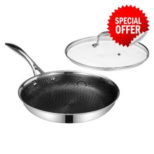 DELUXE Hybrid Nonstick 12-Inch Fry Pan with Tempered Glass Lid