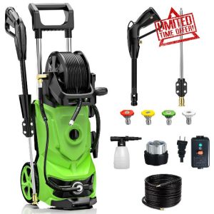 3000 PSI Electric Pressure Washer - 2.6 GPM Electric Power Washer with 4 Different Pressure Nozzle