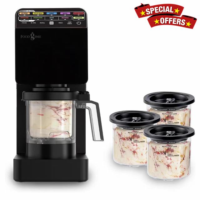 Dessert Station - Black - 11-In-1 Ice Cream & Frozen Treat Maker for Ice Cream