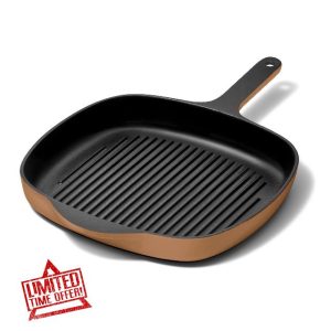 Caraway Enameled Cast Iron Grill Pan - 10.5” Grill Pan for Stovetop Cooking - 3 Layer Enamel Coating - No Seasoning Required - Compatible With All Stovetops - Free From Forever Chemicals - Rust