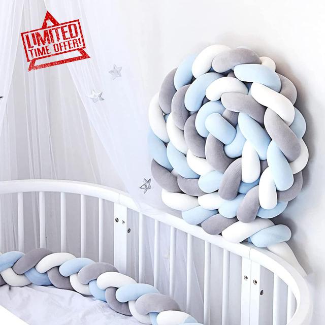 GYCS Knotted Cot Bed Bumper Braided Bumper Crib Braided Pillows Bed Snake 3 Shares Braided for Room Decor Multi-Color Knitted Bedroom Cushion for Toddlers for Room