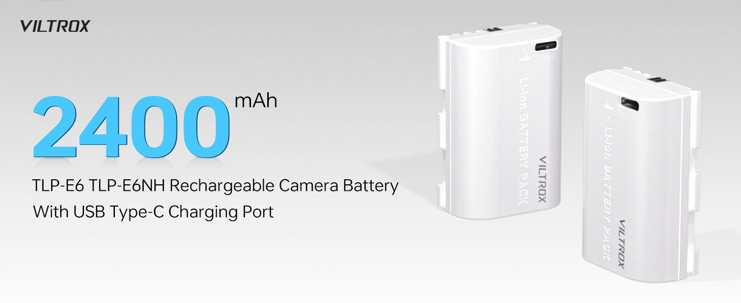 VILTROX LP-E6 LP-E6N LP-E6NH 2400mAh Replacement Battery