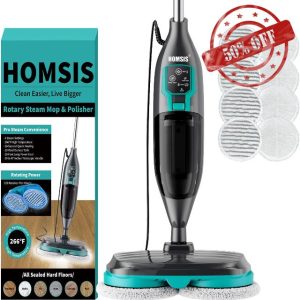 Steam Mop Floor Steamer Scrubber: Hardwood Tile Laminate and Vinyl Hard Surface Floors Scrub Cleaning Machine - Electric Power Spin Mops Wood Floor Cleaners Scrubbing Mopping
