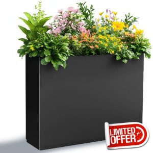 Metal Planter Boxes Outdoor Rectangular Planter 35" L x 9" W x 26" H