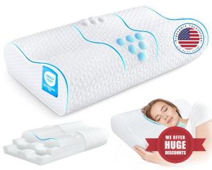 Sandwich Cervical Neck Pillow Queen Size - Dynamic Memory Foam Pillow for Neck Shoulder Pain Relief