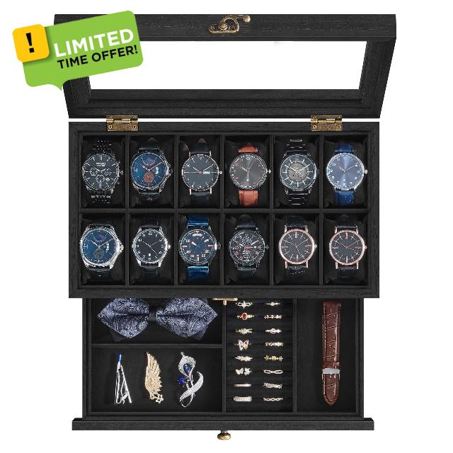 SONGMICS Watch Box with 12 Slots