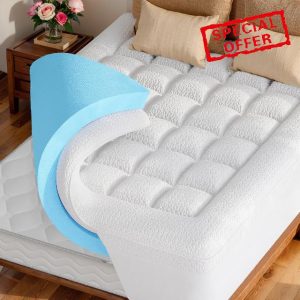 Memory Foam Mattress Topper Queen - 2 Inch Gel Cooling Mattress Pad and 1 Inch Pillow Top Mattress Topper Queen Cover with 8-21 Inch Deep Pocket for Back Pain Relief