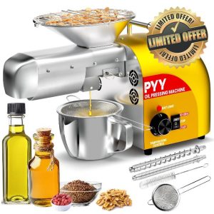 PYY Oil Press Machine - Cold & Hot Press Automatic Electric Oil Maker Extractor for Home