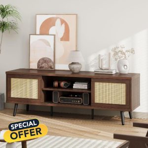 Bestier Boho TV Stand for 75 Inch TV