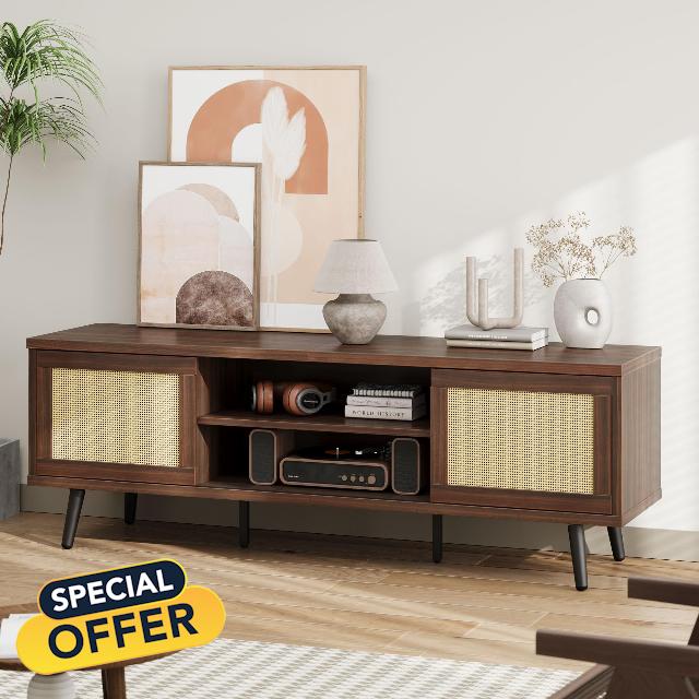 Bestier Boho TV Stand for 75 Inch TV