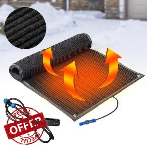 Heated Snow Melting Mat Heat Track Snow Melting Mats Electric Snow Melting Mat Non Slip Heated Mat Melts up 3 in/h and Ice with Plug Power Cord for Winter Snow Removal Outdoor(30 x 60 Inch)