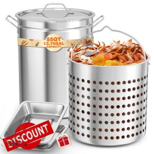 PYY Seafood Boil Pot - 55 QT Boil Pot Turkey Fryer with Drainer & Lid