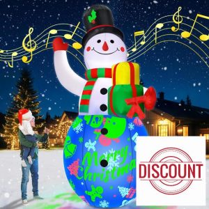 12FT Giant Christmas Inflatables Snowman Decorations Built-in Music Box & 360° Rotation 3-Colored LEDs Huge Christmas Inflatable Large Tall Snowman Christmas Blow Ups Decoration Outdoor Xmas New Year