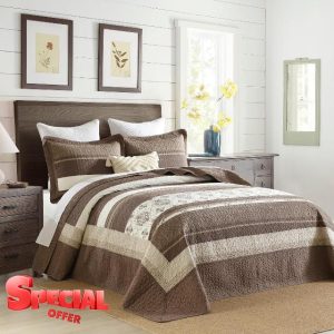 Farmhouse Bedspread King Size 120"x120" - 100% Cotton Lightweight Oversized King Quilt with 2 Pillowshams