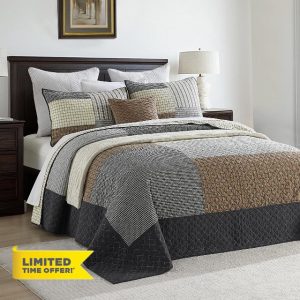SahSahCasa 100% Cotton 120"x120" California King XL Bedspread Coverlet Quilt Set