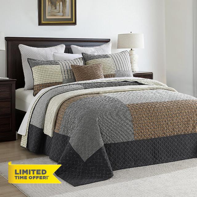 SahSahCasa 100% Cotton 120"x120" California King XL Bedspread Coverlet Quilt Set