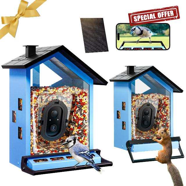 Smart Bird Feeder with Camera Solar Powered Squirrels-Proof