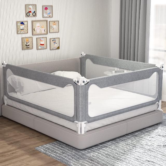 3-Piece Bed Rails for Toddlers with Headboard Rod - Adjustable Baby Bed Rail Guard for King Size Beds(3 Pack74.8x78.74x78.74”)