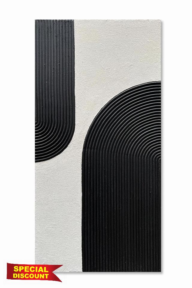 Art Hand Painted White and Black Textured Art Oil Painting Modern Abstract Art Canvas Wall Decoration Painting 48x24 inches