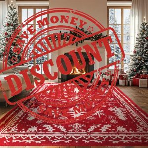 Extra Large 8x10 Christmas Area Rug Indoor Bedroom Rug Xmas Boho Area Rug Washable Carpet with Christmas Tree Non-Slip Low Pile Area Rug for Living Room Dining Room(Xmas Tree Red